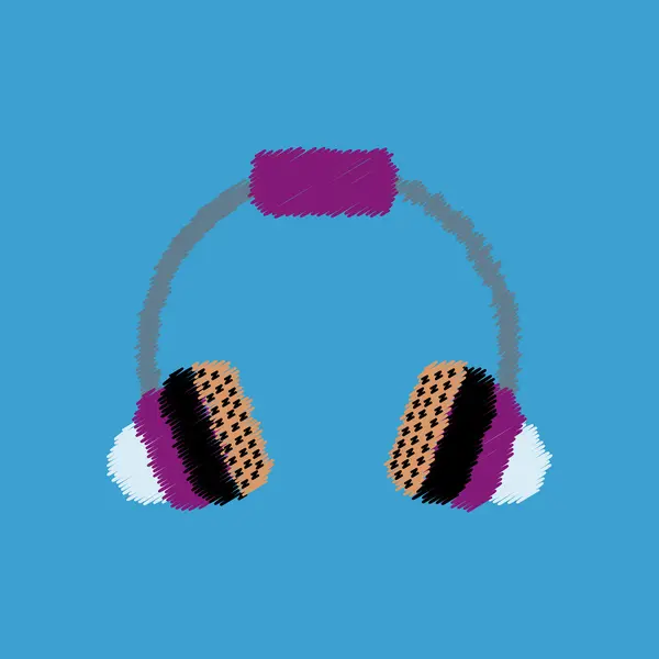 Vector plano icono diseño colección auriculares de música — Archivo Imágenes Vectoriales