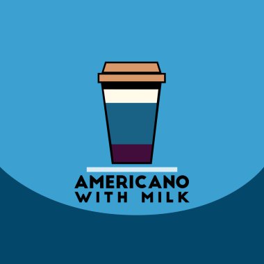 düz vektör simgesi tasarım koleksiyonu americano süt ile
