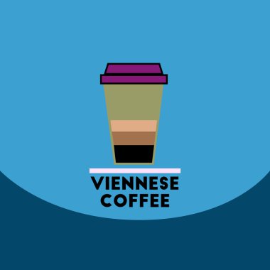 düz vektör simgesi tasarım koleksiyonu Viyana kahve