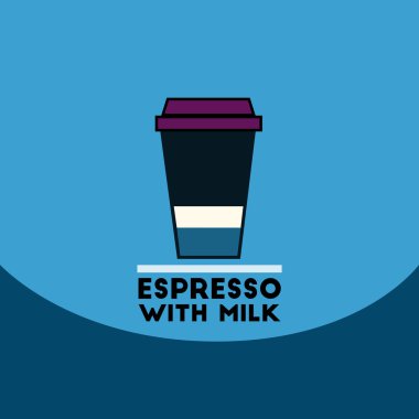 düz vektör simgesi tasarım koleksiyonu espresso süt ile