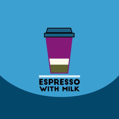 düz vektör simgesi tasarım koleksiyonu espresso süt ile