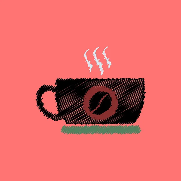 Plochá vektorové ikony designu kolekce šálek horké kávy — Stockový vektor