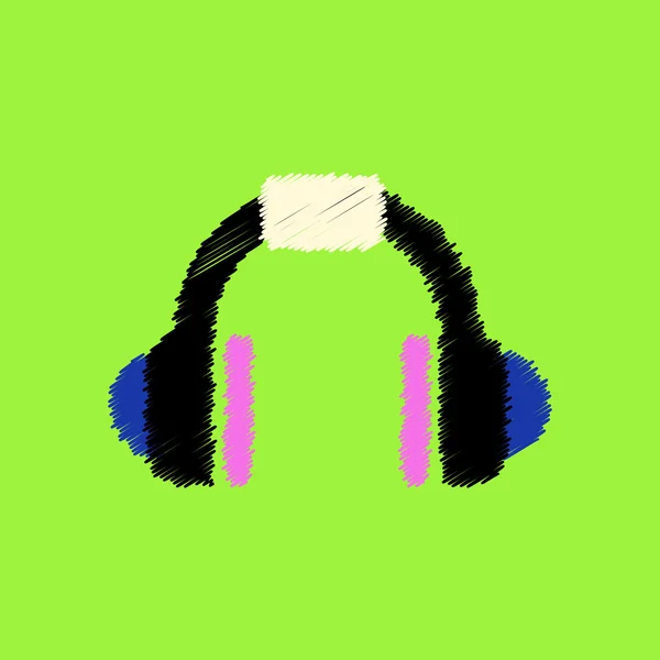 Płaskie wektor ikona projekt kolekcji Muzyka Słuchawki — Wektor stockowy