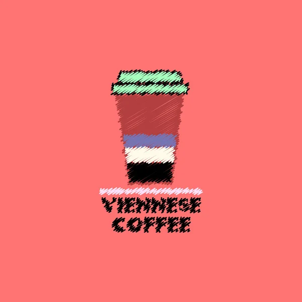 Platte vector icon design collectie Weense koffie te gaan — Stockvector