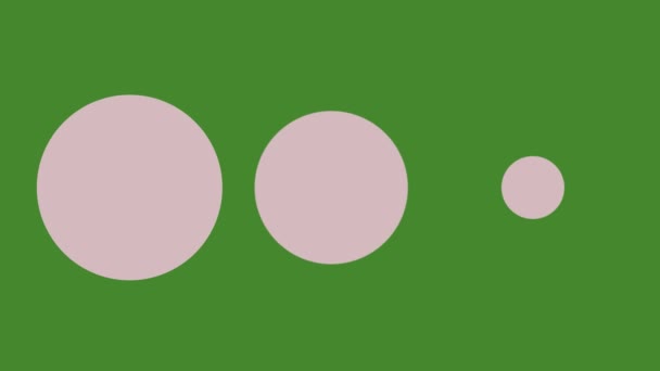 Animationen von Buchstaben auf Kreisen auf grünem Hintergrund — Stockvideo