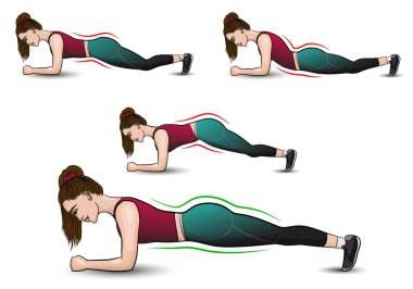 Eşofmanlı esmer kız spor yaparken tahtada durur.