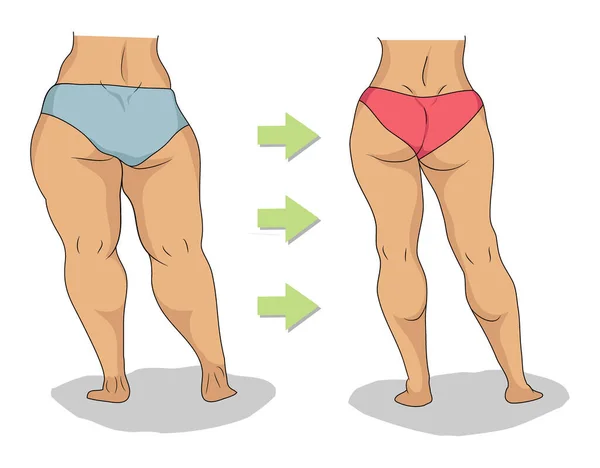 Butt Legs Thick Slim Woman — Vector de stock