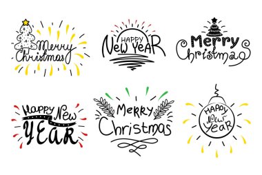 Noel ve Yeni Yıl için tek boynuzlu at el çizimleri