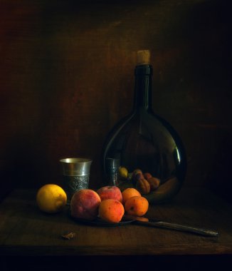 meyve ile natürmort. Vintage.