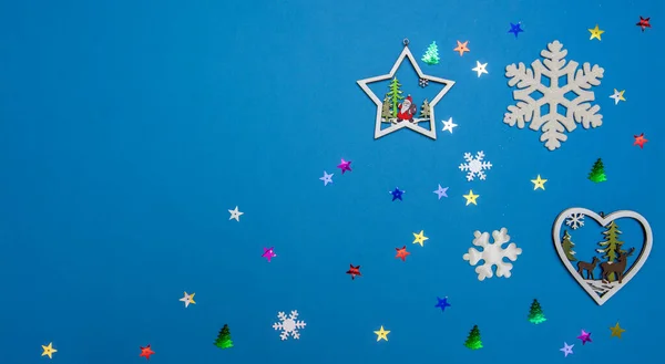 Xmas Greeting Card Christmas New Year Holiday Background Snowflakes Stars — Stock Photo, Image