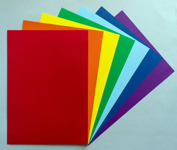 Feuilles Papier Multicolore Couleurs Arc Ciel Symbole Communauté Lgbt — Photo