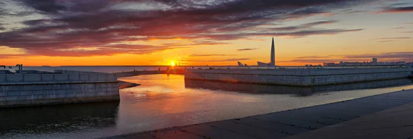 Duża Panorama Zatoki Fińskiej Nowa Architektura Sankt Petersburga — Zdjęcie stockowe