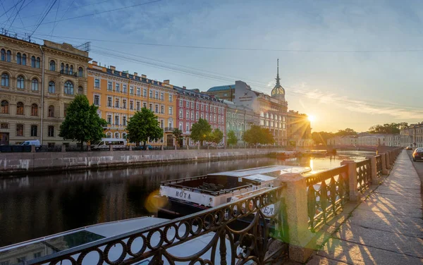 Petersburg Rosja Czerwca 2021 Wielkoformatowa Panorama Nabrzeża Rzeki Moika Przy — Zdjęcie stockowe