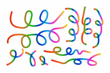 Değişken kıvrımlı şekilli soyut renkli girdap çizgisi koleksiyonu