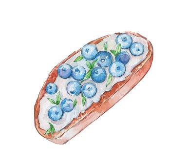Peynirli gevrek ve taze yaban mersini suluboya sanatı.