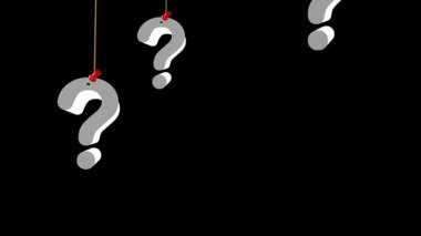 İp kullanarak asılı bir soru işareti sembolünün canlandırması