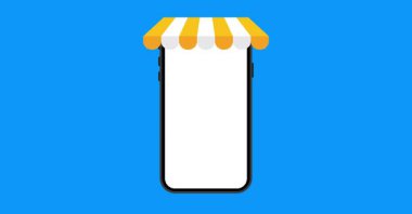 Modern Smartphone Mockup Boş Ekran Mavi Arkaplan