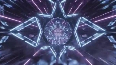 Yıldız Geçidi ile Soyut Fütürist Neon Işık Tüneli Döngüsü