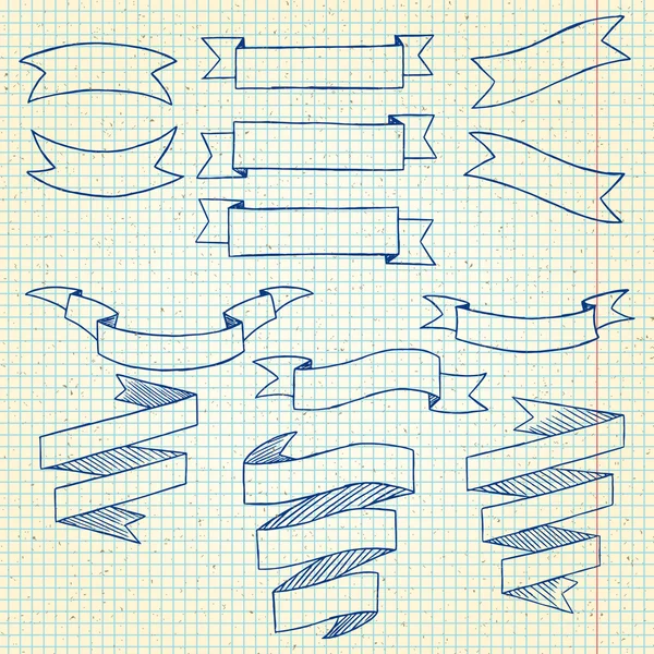 Mano dibujado garabatos pancartas conjunto — Archivo Imágenes Vectoriales