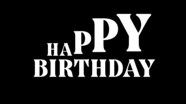 Mutlu Yıllar Animasyon Siyah Arkaplan Tebrik Kaplaması Üzerine Beyaz Metin