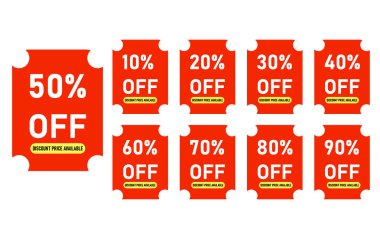 Kırmızı İndirim Etiketleri Toplama Satış Yüzdeleri% 10 'dan% 90' a düştü