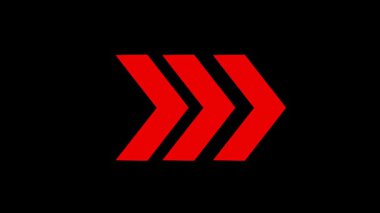 UI, Grafik ve Hareket Tasarımı için Siyah Arkaplan Kalın Geometrik Yönlendirme Sembolü Kırmızı Ok