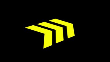 Siyah Arkaplan Minimum Hareket Grafiği Üzerinde Soyut Ok Sarı Geometrik ŞekliName