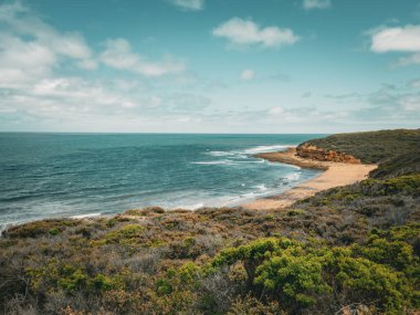Büyük Okyanus Yolu 'ndaki kıyı manzarası, Victoria, Avustralya