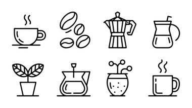 Yiyecek ve içecek markası için buharlı ve fasulye unsurlu modern kahve bardağı ikonu. Kahve ve içecek ikonları.