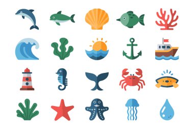 Canlı sualtı okyanusları ve çeşitli su canlıları ve canlı renklerde mercan resifleriyle dolu deniz hayatı sahneleri.