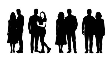 Romantik bir çiftin sanatsal temsili. Çift siluetleri