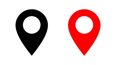 Cesur renk blokları ve temiz çizgiler içeren soyut geometrik bileşim. İşaretli harita işaretleyicileri kümesi