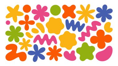 Değişik renklerde soyut organik şekillerin canlı bir koleksiyonu