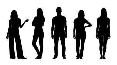 Sıraya dizilmiş beş farklı insanın siluetleri