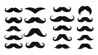 Siyah beyaz el çizimi bıyık koleksiyonu