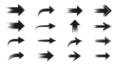 Çeşitli yönlerde ve tasarımlarda grunge stili sevgililer günü okları koleksiyonu