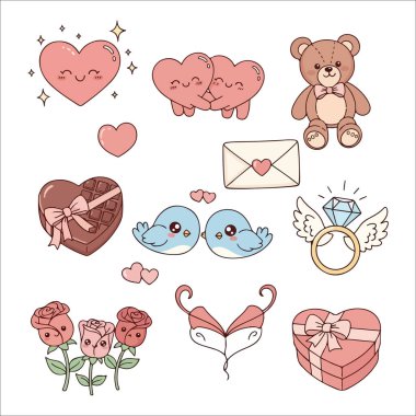 Sevgililer Günü 'nün sevimli sembolleri. Oyuncak ayı ve güllerin olduğu.