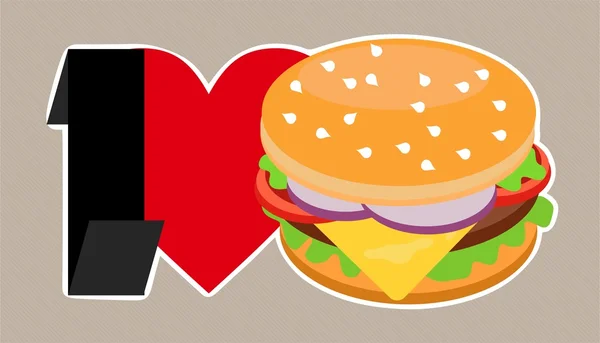Ich liebe den Burger. — Stockvektor
