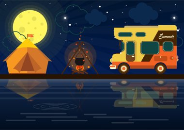 Karavan doğa arka plan üzerinde