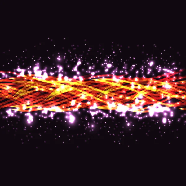 Kosmiska glöd linjer på en mörk bakgrund — Stock vektor