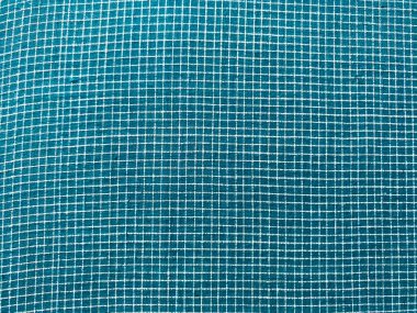 Deniz yeşili pamuk tekstil üzerinde el dokuması beyaz kareli doku.