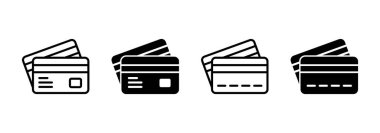 Kredi kartı ikon vektörü. Kredi kartı ödeme imzası ve sembolü