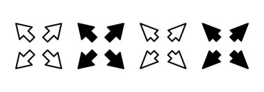 Tam ekran simge vektörü. Tam ekran işareti ve simgeye genişlet. Oklar sembolü