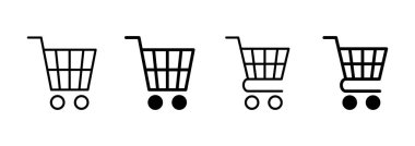 Alışveriş ikonu vektörü. Alışveriş arabası işareti ve sembol. Trolley simgesi