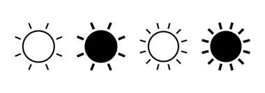 Güneş ikonu vektörü. Parlaklık işareti ve sembol