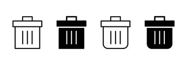 Çöp simgesi vektörü. Çöp kutusu simgesi. İşareti ve sembolü sil.