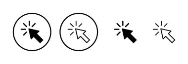 Simge logo tasarımına tıklayın. İşaretli ok işareti ve sembol. imleç simgesi