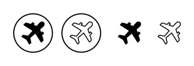 Uçak ikonu logosu tasarımı. Uçak işareti ve sembol. Uçuş taşıma sembolü. Seyahat işareti. uçak.
