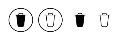 Çöp simgesi logosu tasarımı. Çöp kutusu simgesi. İşareti ve sembolü sil.