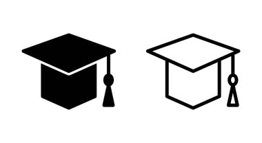 Uygulamalar ve web siteleri için eğitim simgesi. Mezuniyet şapkası işareti ve sembol. Mezun olmak. Öğrenci şapkası